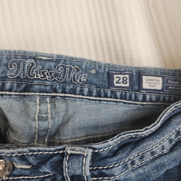MISS ME embellished embroidered pocket bootcut jeans size 28 bedazzled Western - Picture 7 of 9